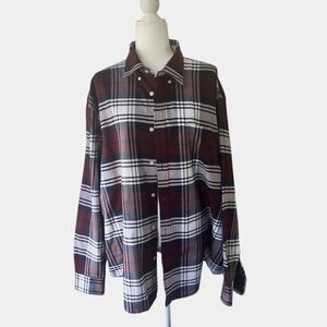 St Johns Bay Shirt Men's Multicolor Plaid Long Sleeve Size XXL